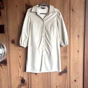 SOFT PLEATHER CREAM MINI DRESS - Perfect for brunch and work